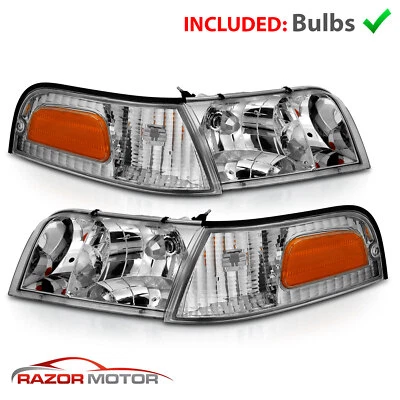 Par de faros de repuesto para Ford Crown Victoria 1998-2011 con bombilla + enchufe Foto 1 de 4