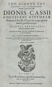 1606 Cocceiani Historiae Romanae Cassius Dio Andreas Wechelus Imprint Hanover - Picture 1 of 19