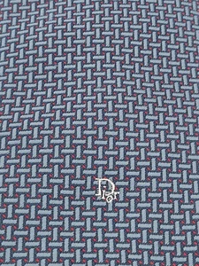 Corbata para hombre Christian Dior Monsieur gris y rojo patrón tejido mezcla poli-seda ~ S48 - Imagen 1 de 11