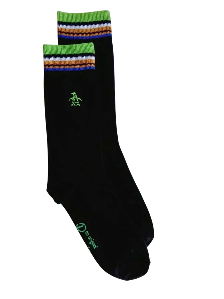 ORIGINAL PENGUIN | Mens Luxury Black Striped Socks | One Size UK 7-11 EU 41-46 - Imagem 1 de 1