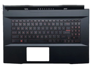 New For MSI GF76 MS-17L1 MS-17L3 Upper Case Palmrest Cover Keyboard Red Backlit - Bild 1 von 2