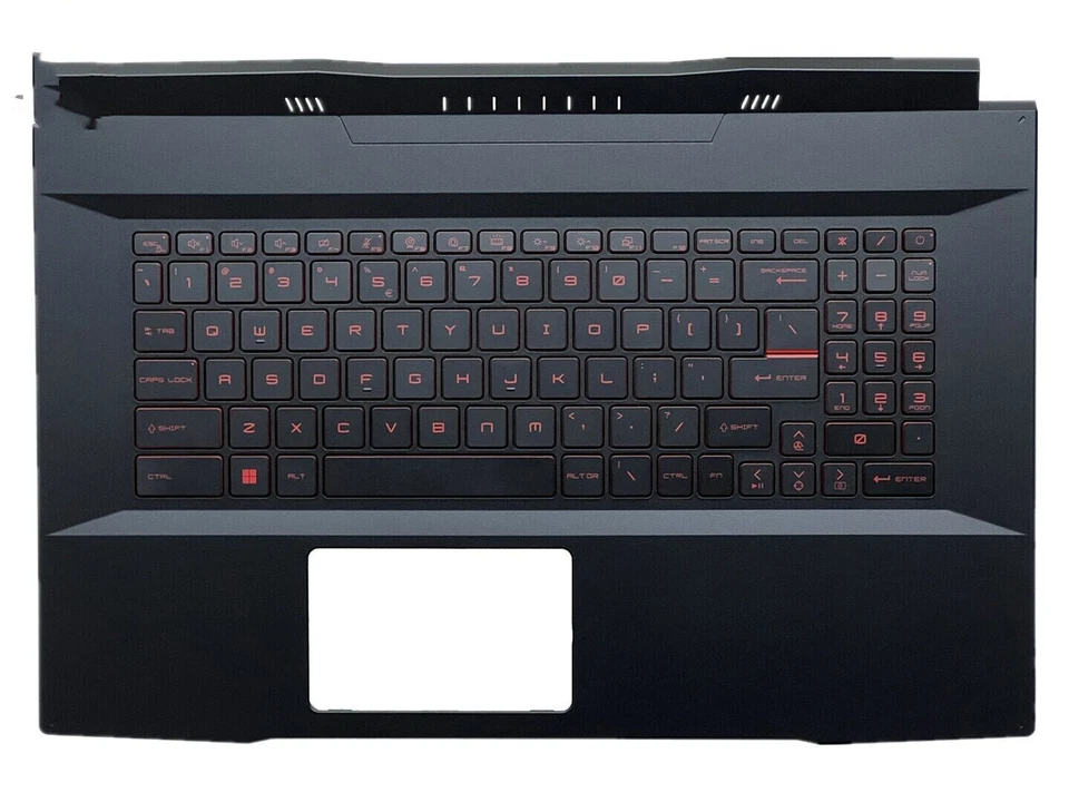 New For MSI GF76 MS-17L1 MS-17L3 Upper Case Palmrest Cover Keyboard Red Backlit - Bild 1 von 2