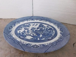 Churchill Blue Willow 14,5" x 11,25" Ovale Servierplatte Staffordshire England - Bild 1 von 5