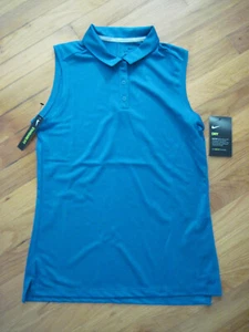 NIKE Womens Dri-Fit VICTORY Sleeveless Golf Polo Shirt - Green Abyss Teal NWT - Picture 1 of 4