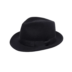Felt Fedora Hat Unisex Feather Hat Adjustable Band 100 % Wool Hat Trilby Top Hat - Picture 1 of 7