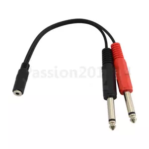 3.5mm Female to 2x 6.35mm TRS Mono Male Audio Spliter Conversion Cable Cord - Picture 1 of 2