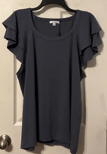 Chico's Soft Slate Double Layer Cap Sleeve Knit Top Size 3 (16/18) NWT - Picture 1 of 9