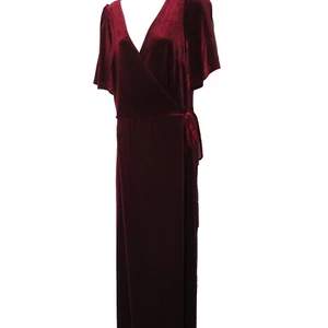 Maxi Vestido de Terciopelo Envoltura de Corbata Talla XL Granate Vino Borgoña Juegos con disfraces Capricho - Imagen 1 de 18