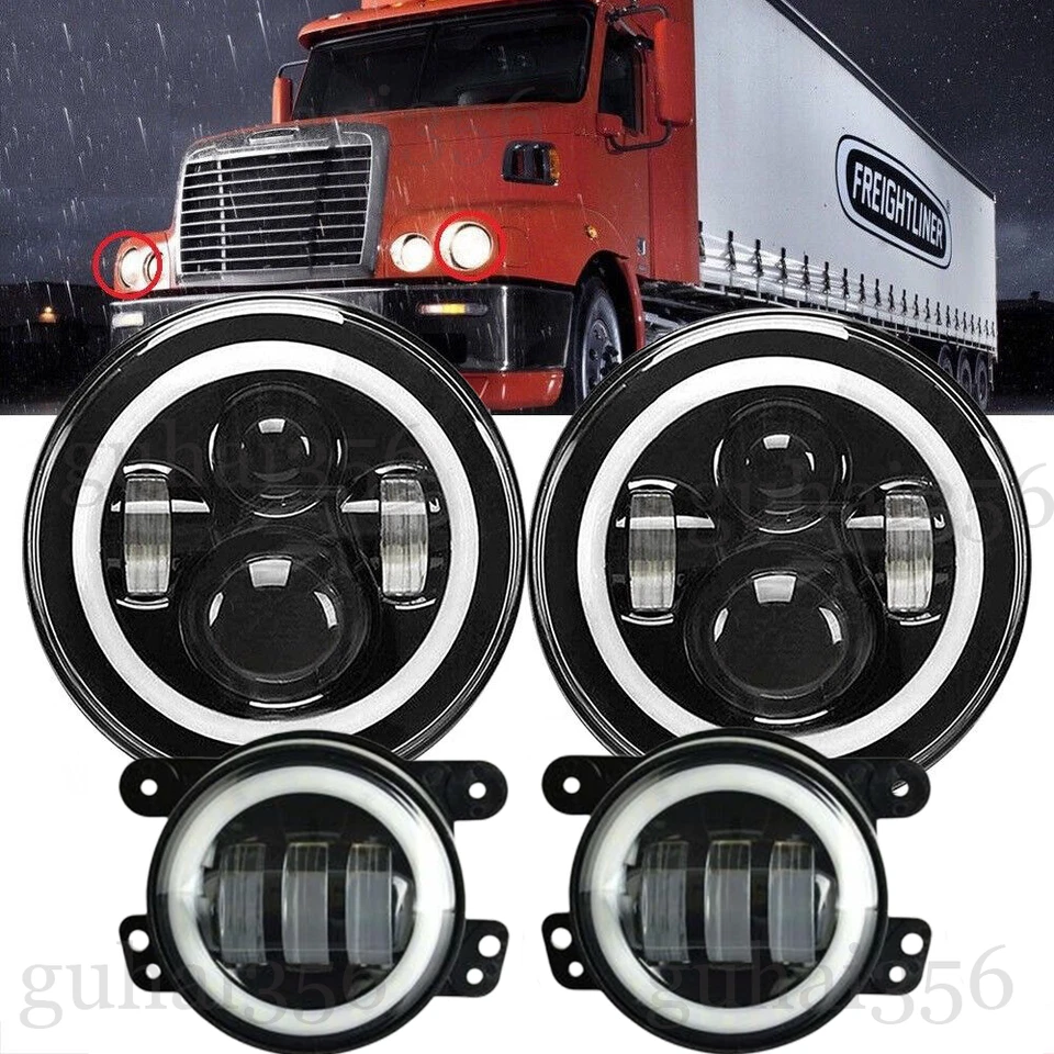 Fit Freightliner Century Class 7'' LED Projector Headlight Hi/Lo & 4'' Fog Light - Image 1 of 4