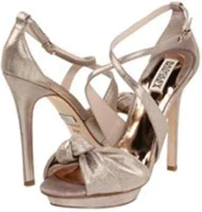 NIB Badgley Mischka Wallis leather metallic straps heels sandals shoes ROSE 9 - Picture 1 of 2