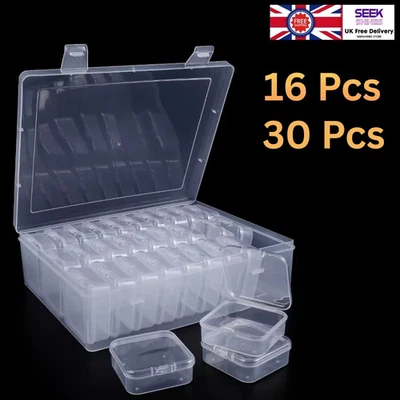 Bead Organizer Box 30Pcs Small Clear Plastic Bead Storage Containers with Hinged - Image 1 of 4