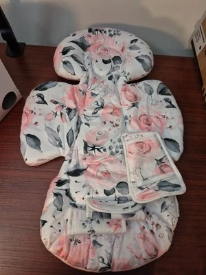 Inserto Asiento Coche Infantil 2 en 1 Reversible Compatible con Mamaroo Columpio Rosa Floral Foto 1 de 4