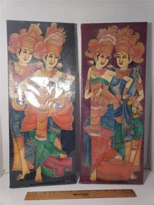 2 pinturas vintage de mujeres balinesas bailarinas de Arja enmarcadas en G. OKA Bali arte ópera ANTIGUAS - Imagen 1 de 12