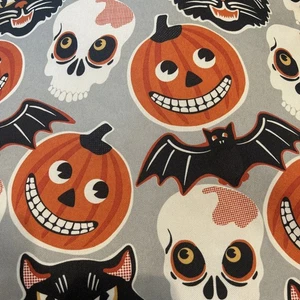Halloween Decke Cynthia Rowley Vintage Katze Totenkopf Kürbis Fledermaus 60 x 70 Polyester - Bild 1 von 6