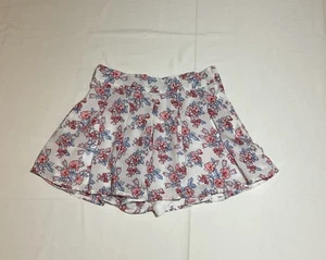 Janie & Jack Girls Size 7 White with Pink Blue Flowers Zipper Lined Skort - Picture 1 of 10