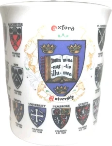 Rare Vintage Oxford U. Arms Crests Of Colleges Coffee Tea Mug 12oz 4" Tall  - Picture 1 of 12