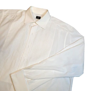 Solemare smoking senza bottoni 2XL camicia uomo bianco polsino francese plissettato davanti formale - Foto 1 di 12