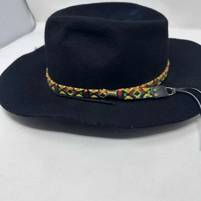 Sombrero Lite Felt by Bee Talla Grande Negro con Banda Azteca Foto 1 de 4