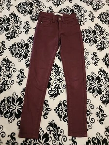 EUC Kancan Jeans Size 7 Youth Kids Girls Burgundy Skinny Red Pants Pockets Child - Picture 1 of 5