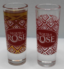 Tequila Rose Tall Shot Glasses 2 with Red & White Diamond Design MINT CONDITION
