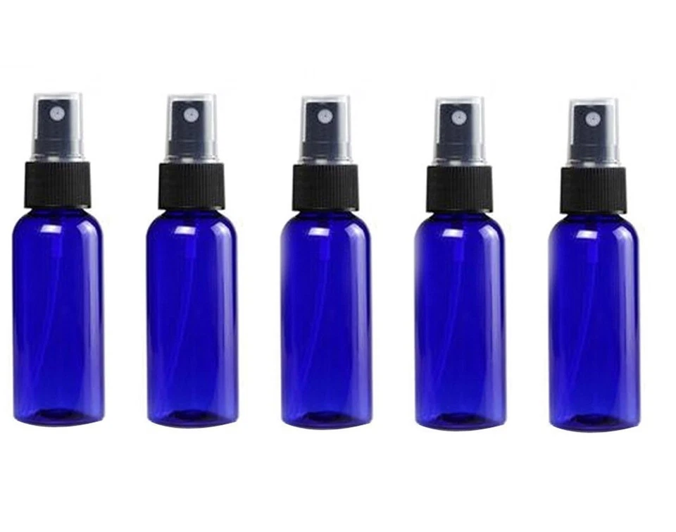 Botellas de spray de vidrio - 5 piezas 1 oz azul cobalto botellas de vidrio pequeñas pulverizador negro Foto 1 de 1