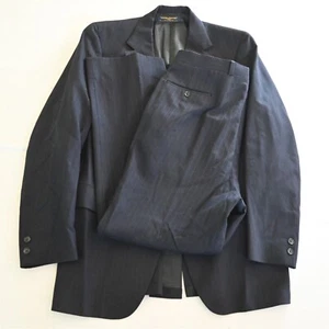 Vtg Brooks Brothers 46L 36x32 USA Made Navy Chalk Stripe Flannel Mens Suit - Picture 1 of 12