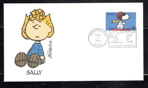 2001 Sc #3507 34c Snoopy with Schultz Sally Brown on Fleetwood Cachet - Picture 1 of 2