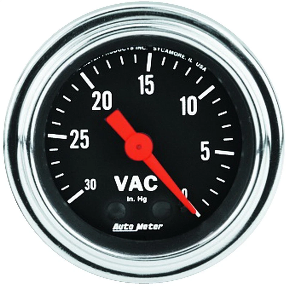 Auto Meter 2484 Traditional Chrome Mechanical 0-30 IN Hg Vacuum Gauge 2 1/16" - Image 1 of 1