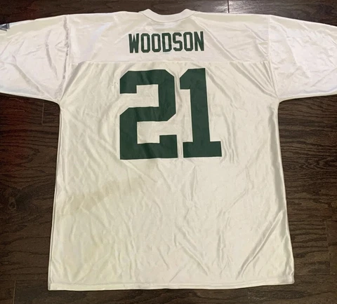 Green Bay Packers NFL Football Super Bowl Jersey 21 Charles Woodson Mens Size XL Cover