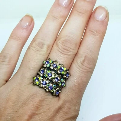 Anillo para mujer Michal Negrin Israel dorado púrpura Swarovsky talla única  Foto 1 de 4