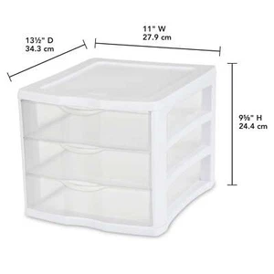 Unidad de 3 cajones de plástico Sterilite, blanco - Imagen 1 de 6