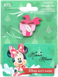 NEU Disney 2015 Weihnachten Minnie Mouse LE Pin mit $0 Geschenkkarte - kein Wert - Bild 1 von 1