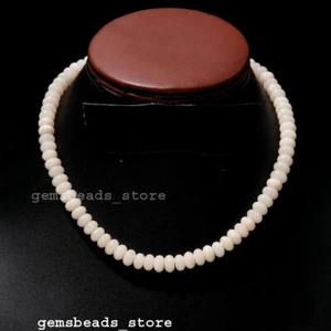 925 Sterling Silver White Pearl Quartz 8-9MM Smooth Stone Handmade Necklace 18" - Picture 1 of 8