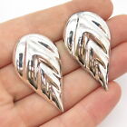 925 Sterling Silver Vintage Mexico Ribbed Leaf Earrings