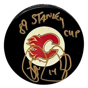 Theoren Fleury Calgary Flames Signed NHL Autograph Puck Gold Auto - Picture 1 of 5