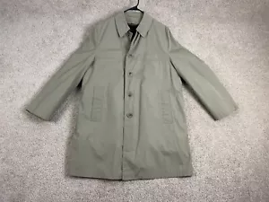 London Fog Trench Cappotto Uomo 40R Zip Fodera Colletto Bottoni Tasche Marrone Tinta Unita - Foto 1 di 15