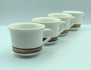 4 Vintage Medallion Sterling Restaurant Ware Coffee Copper Banded Coffee Mugs  - Picture 1 of 6