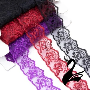 Embroidered Lace Trim with Floral Scallops 4cm Style 13485 (Price per 1m) - S... - Picture 1 of 9