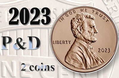 💰 2023 P & D Lincoln Shield Cents / 1 Penny - UNC - 2 coins - Image 1 of 4
