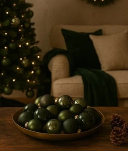 24 Stk Christbaumkugeln granit grün Glas Weihnachtskugeln 25mm Glaskugeln b002 - Bild 1 von 2