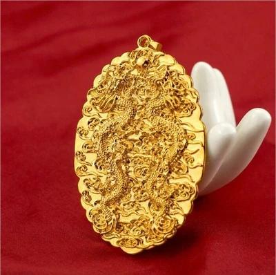 Men's  Dragon 23k 24k Thai Baht Yellow Gold Charm Necklace Pendant - Image 1 of 4