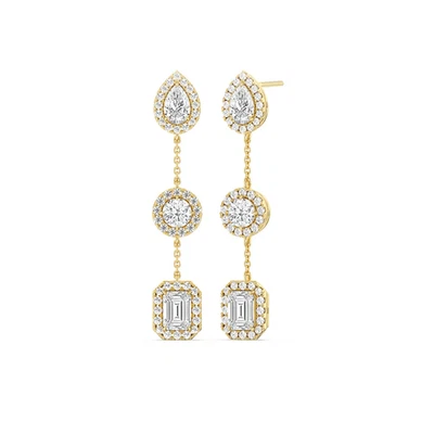 Smaragd und Diamant Ohrstecker 14K Gelbgold Lab Created 5,00 Ct Birne Rund - Bild 1 von 4