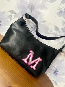 Vintage Y2K Black Pink M Initial Clutch Small Fashion Shoulder Bag Unique Purse - Picture 1 of 8