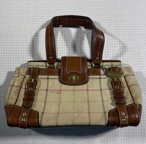 Vintage Coach Hamptons Bag Plaid Suede Shoulder Carry All Tote Purse - Bild 1 von 17
