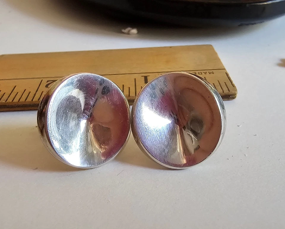 Brincos GEORG JENSEN prata esterlina #136C parafuso traseiro círculo dinamarquês  - Imagem 1 de 4