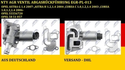 NEU NTY AGR VENTIL ABGASRÜCKFÜHRUNG OPEL ASTRA G 1.4 ASTRA H 1.2,1.4 CORSA C 1.0 - Bild 1 von 4