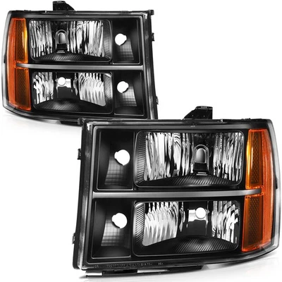 Conjunto de faros izquierdo+derecho para GMC Sierra 2500 3500 HD 1500 2007-2014 negro Foto 1 de 4