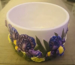DALTON Candy Dish /Bowl /5 Wx3.5 H Purple Yellow Flowers. - Picture 1 of 4