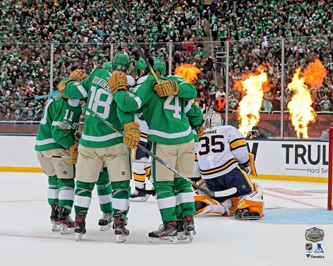 Dallas Stars Unsigned 2020 NHL Winter Classic Goal Celebrate Photo Cover