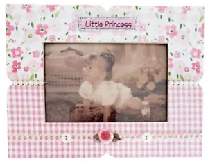 Keypoint Little Princess Pink White Pearls Picture Frame Easel Back 4x6 Photo - Picture 1 of 2